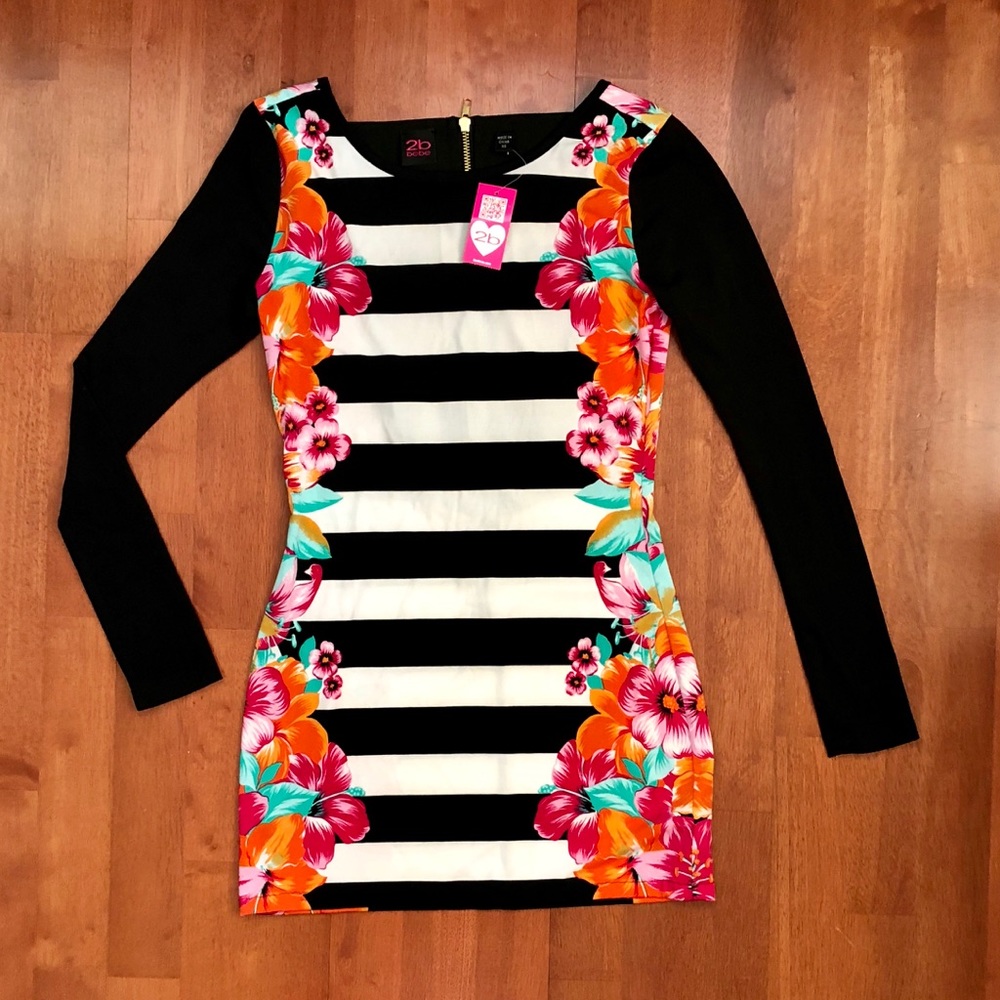NEW!!! 2b Bebe, Tropical Bodycon Dress size xs